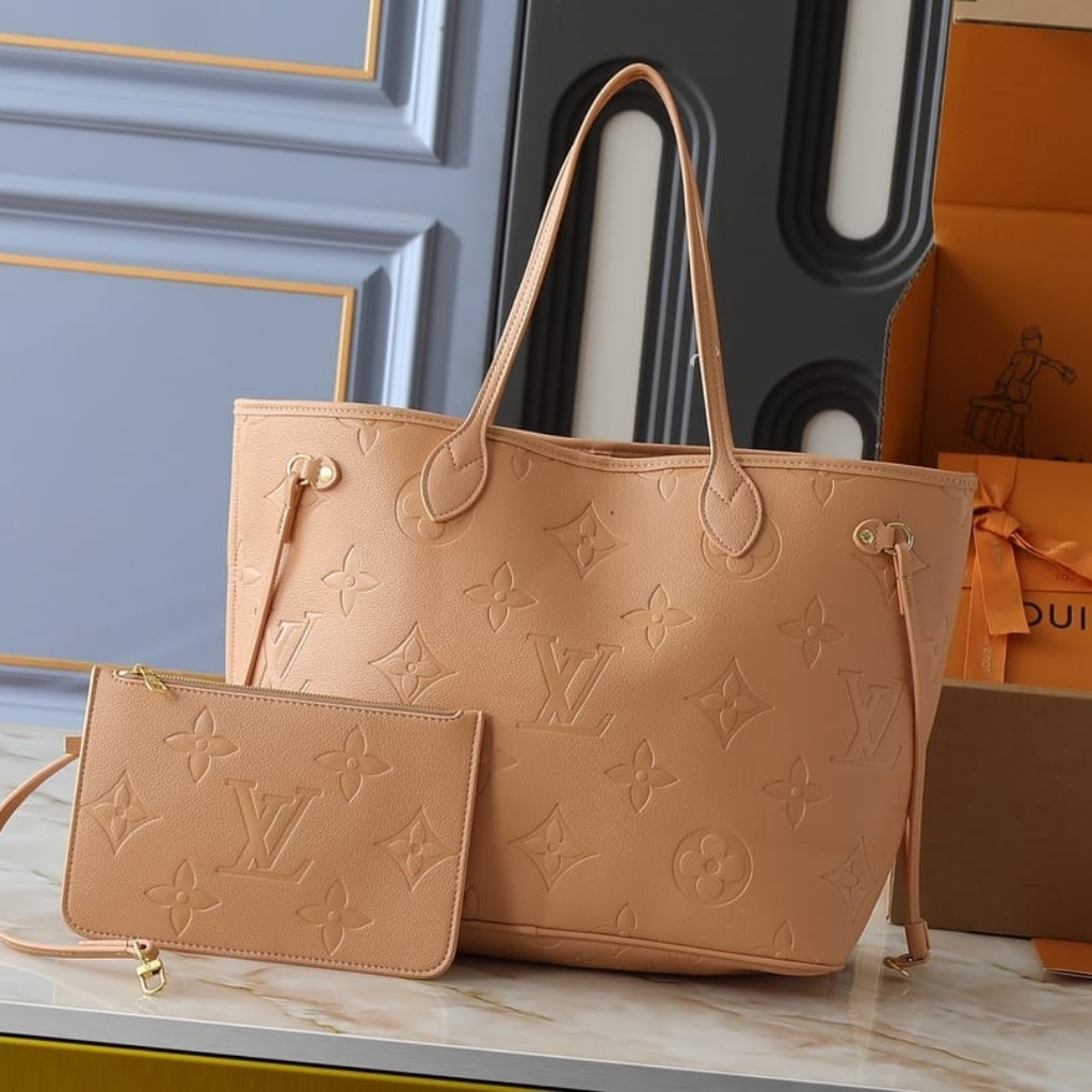 Louis Vuitton Neverfull MM Monogram Empreinte Leather Sand 31Cm M14319 - Image 2