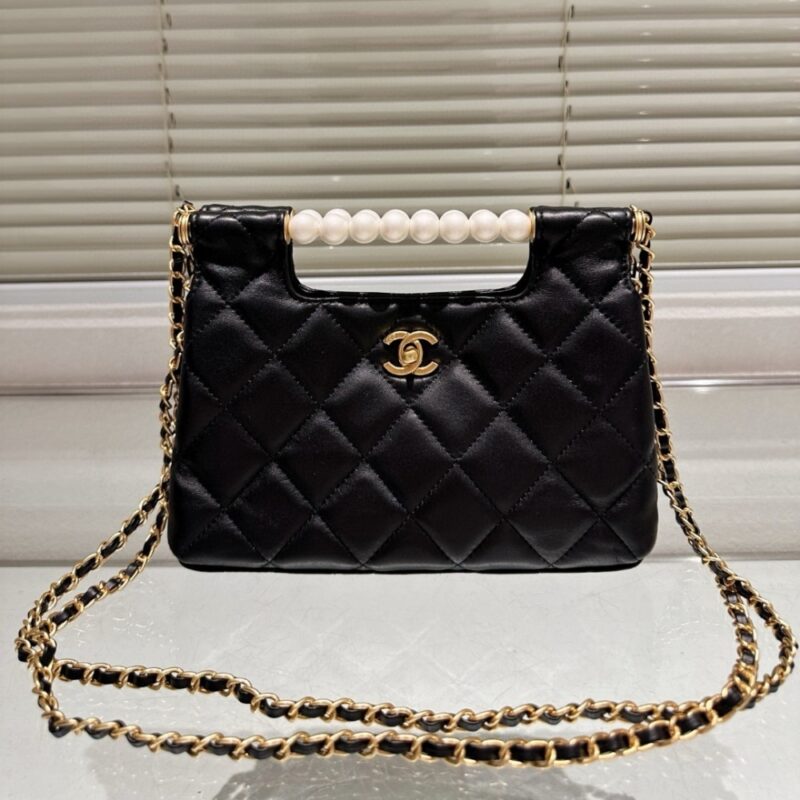 Alternative view of Chanel Small Tote Gold Tone Metal Black 27Cm As5413 B19658 94305