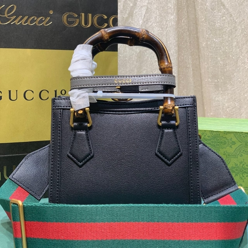 Gucci Diana Small Tote Bag Black Leather 20cm 702732 U3ZDT 1073 - Image 3
