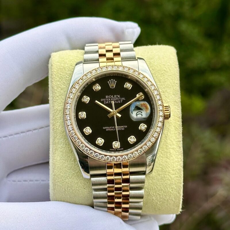 Alternative view of Rolex Oyster Perpetual Datejust Silver Diamond 36mm 116243