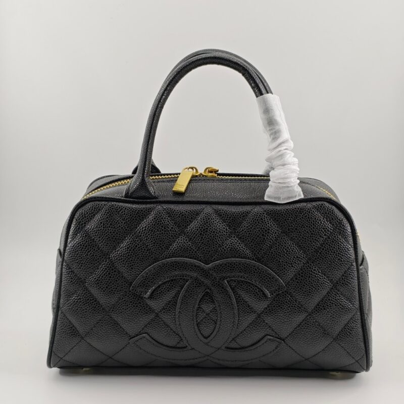 Alternative view of Chanel Quilted Caviar Small Bowler Satchel Black 25Cm