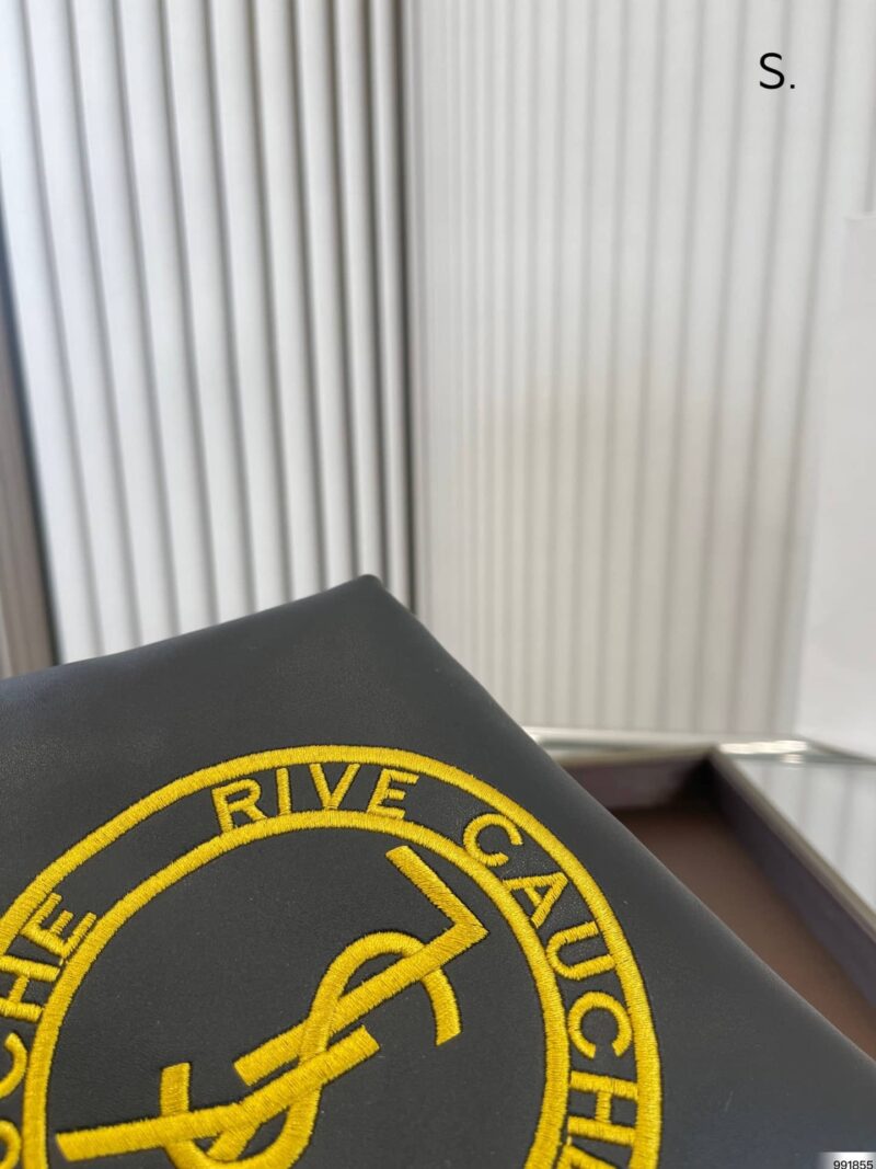 Alternative view of Saint Laurent Rive Gauche Laced Bag In Embroidered Felt And Smooth Leather Black