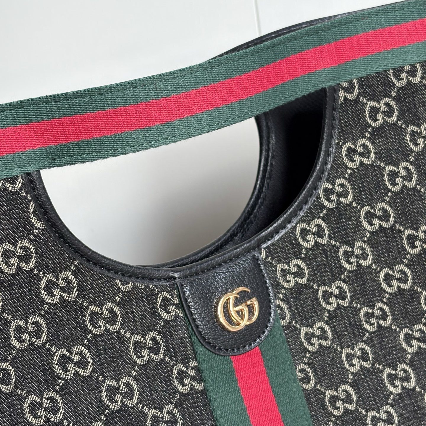 Gucci Giglio Large Tote Bag Black And White GG Denim 39Cm 865452 UN3AG 1099 - Image 4