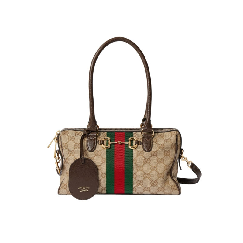 Gucci Borsetto Medium Boston Bag GG Canvas Sand And Brown 28Cm 866732 FAFV9 9653