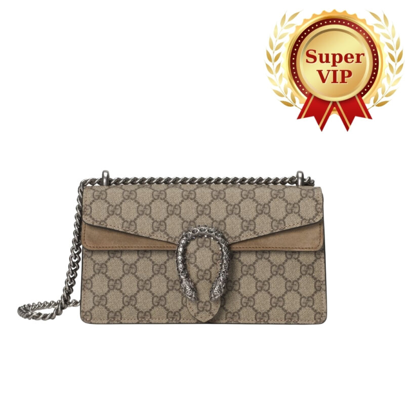 [Super Vip 1:1] Gucci Dionysus Medium Shoulder Bag Beige Ebony GG Supreme 28cm 499623 92TJN 8660