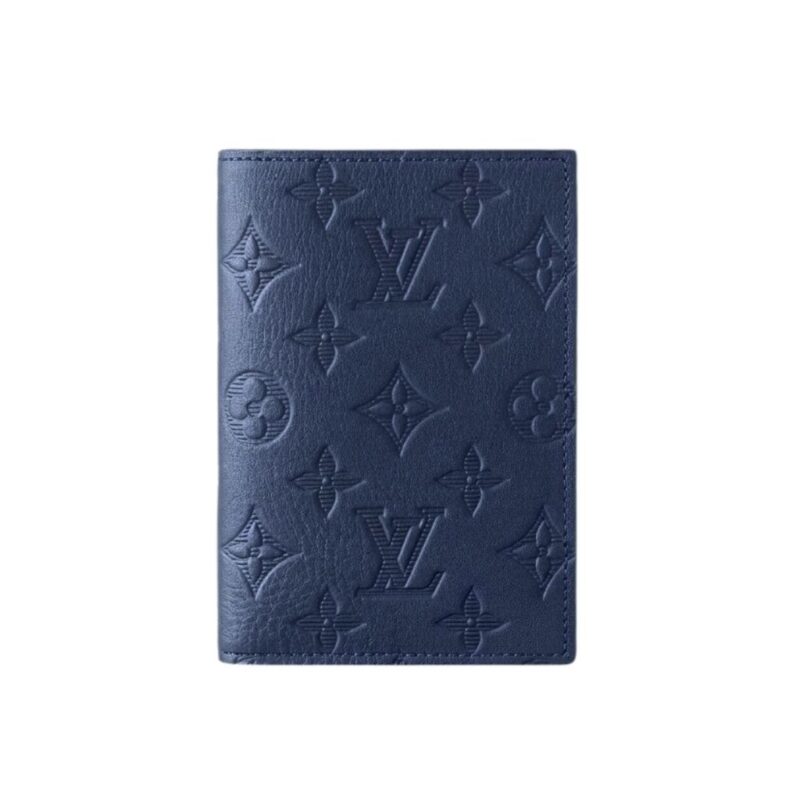 Louis Vuitton Passport Cover Monogram Shadow Navy Blue 14Cm M14792