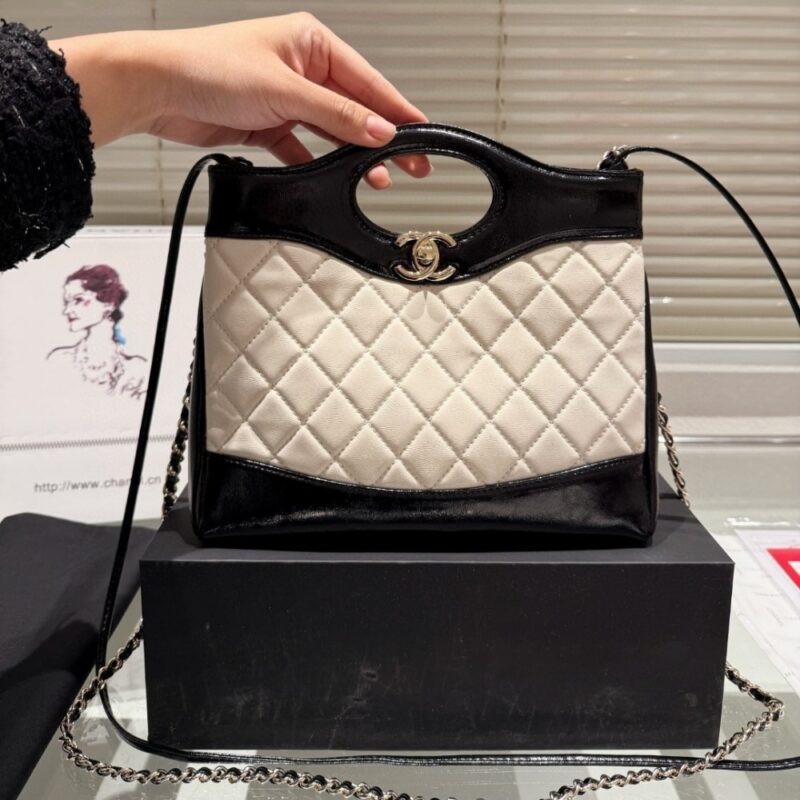 Alternative view of Chanel 31 Mini Shopping Bag Patent Gold Tone Metal 23Cm