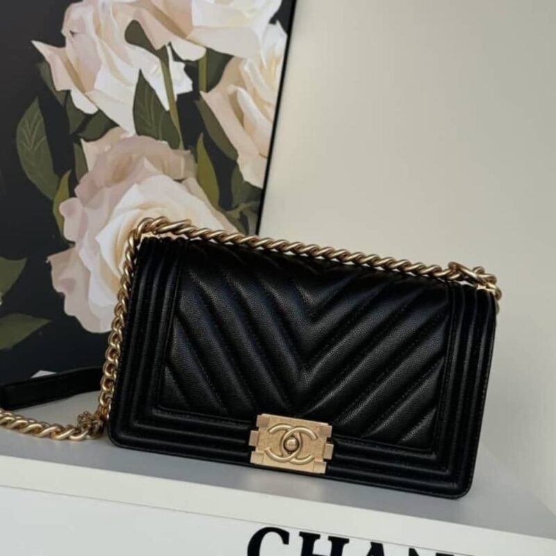 Alternative view of [Super Vip 1:1] Chanel Le Boy Chevron Caviar Black 25Cm
