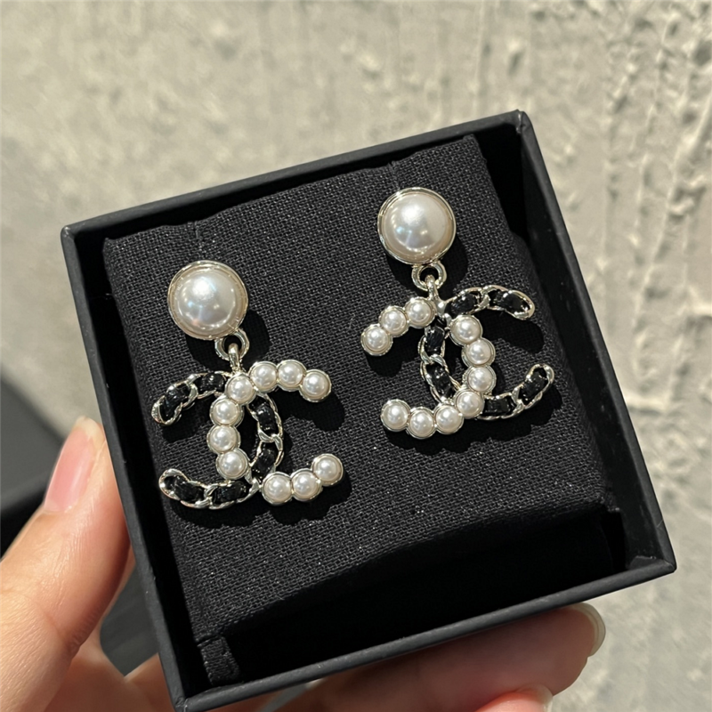 Alternative view of Chanel Stud Earrings Black And Pears Abg562 B22261 U4399