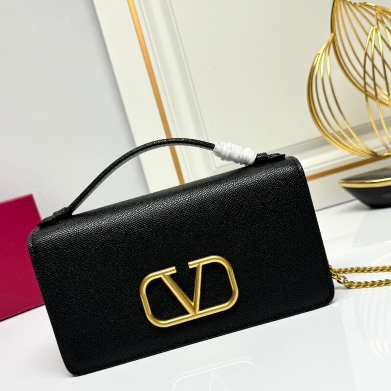 Alternative view of Valentino Garavani Vlogo Signature Grainy Wallet With Chain Black 22Cm