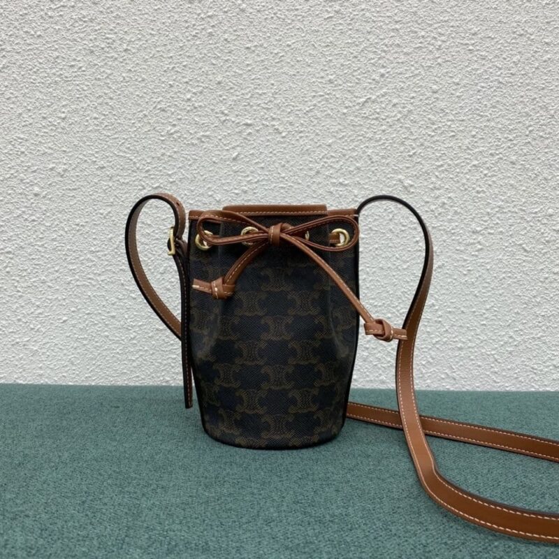 Alternative view of Celine Small Drawstring Bag In Triomphe Canvas Tan 17Cm 191142Bzj 04Lu