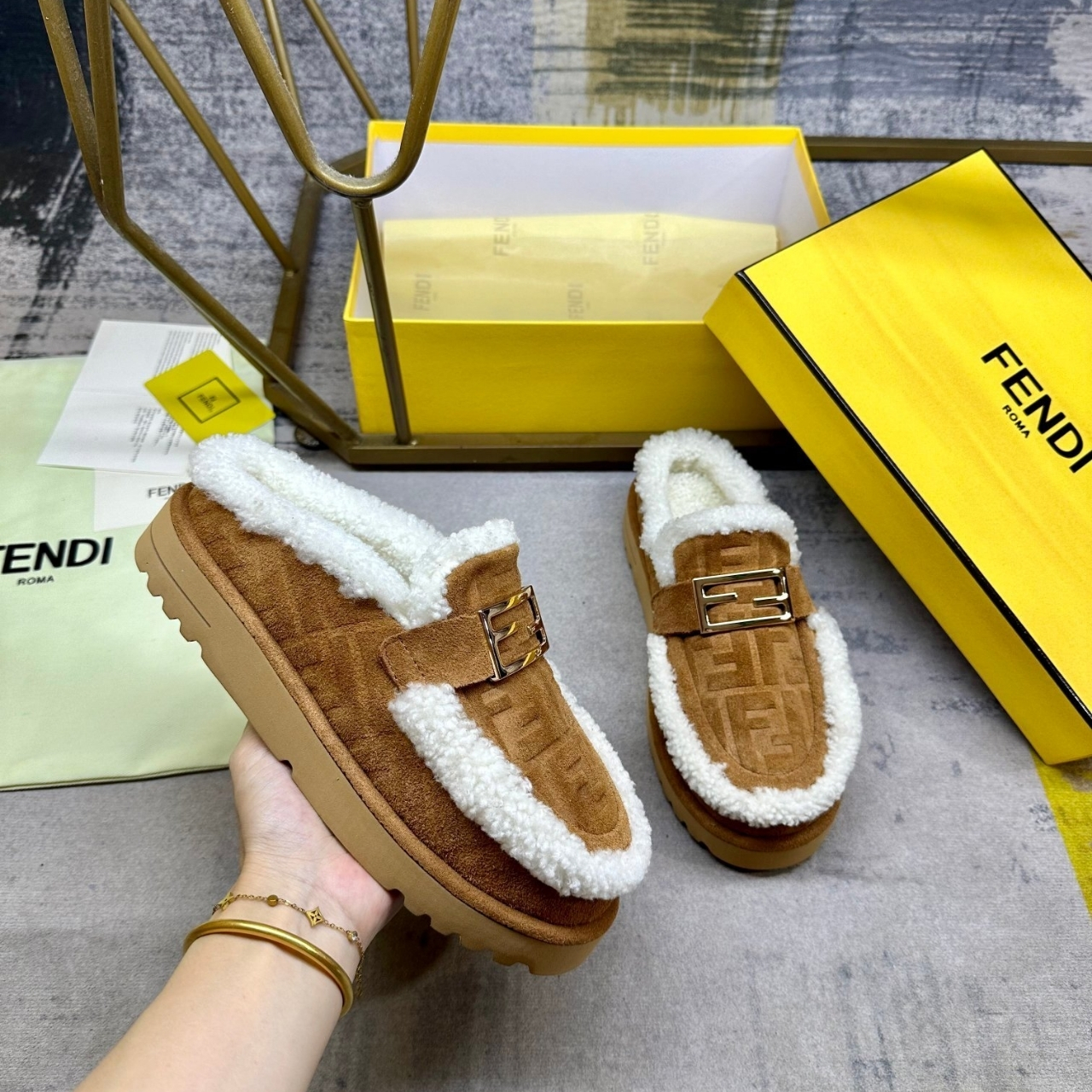 Fendi Apres Chic Brown Ff Suede 8R8777Asa1F0C23 - Image 3