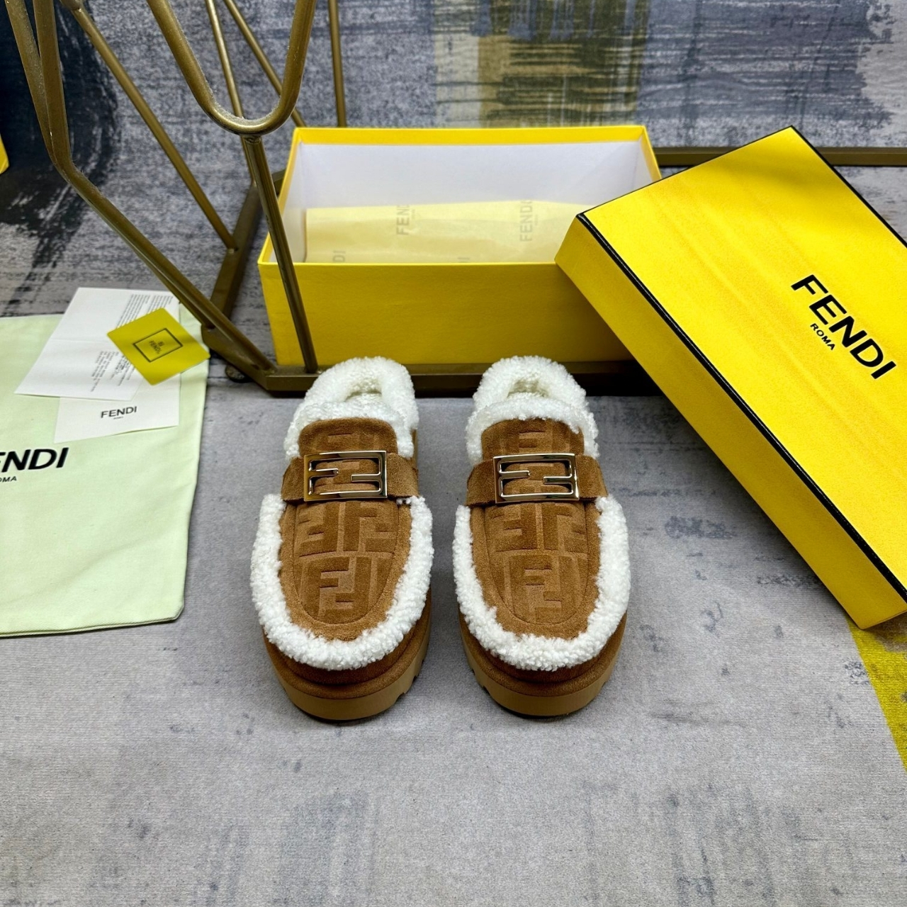 Fendi Apres Chic Brown Ff Suede 8R8777Asa1F0C23 - Image 4