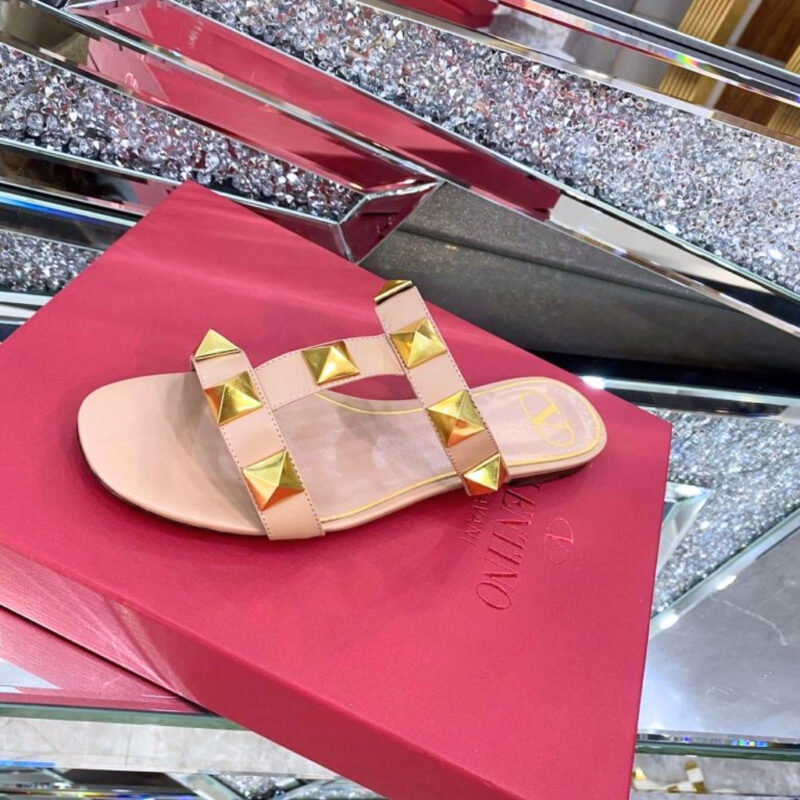 Alternative view of Valentino Flat Roman Stud Slide Sandal Beige 5W2S0BU9ZWM GF9