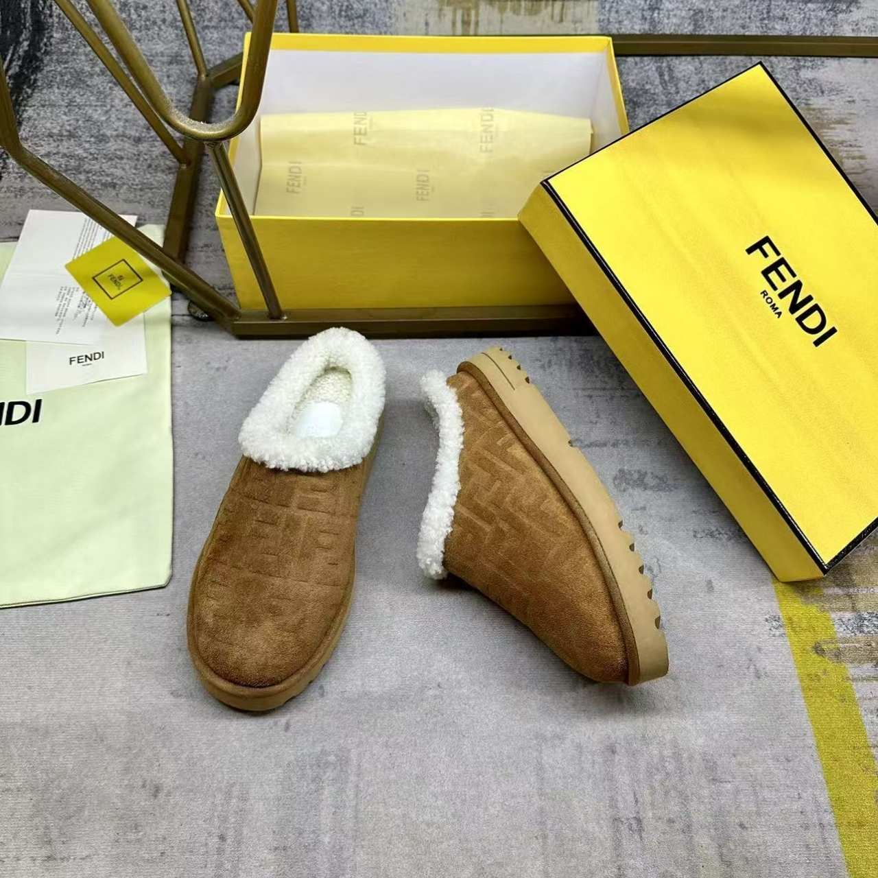 Fendi Sabot Suede Sandals Brown 7D1823Asa1F0C23 - Image 5
