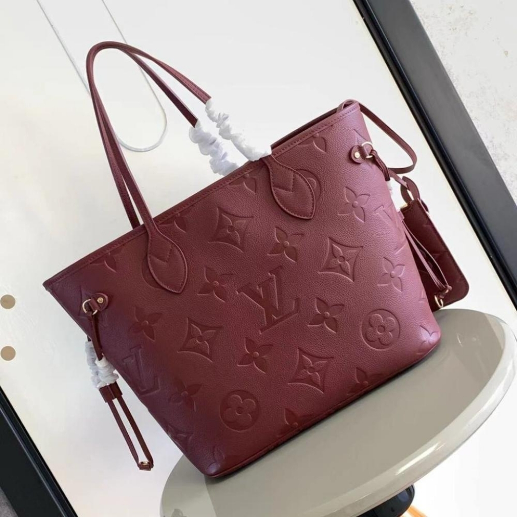 Louis Vuitton Neverfull MM Monogram Empreinte Wine Red 31Cm M25855 - Image 2