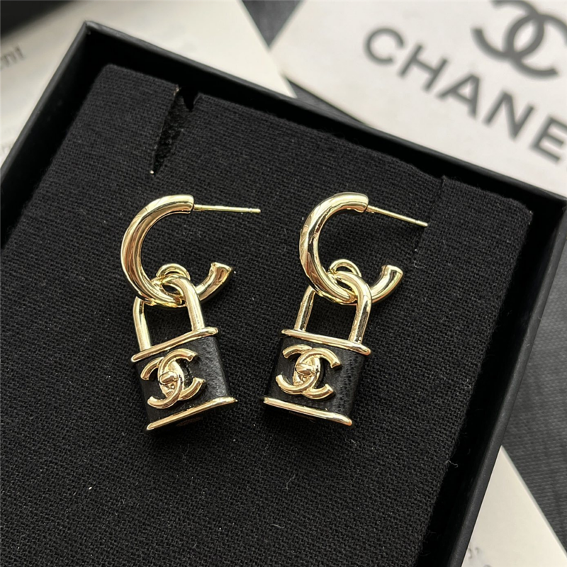 Alternative view of Chanel Padlock Drop Earrings With Black Enamel Abg000 B20851 U1561