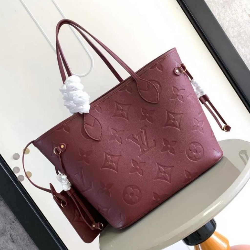 Louis Vuitton Neverfull MM Monogram Empreinte Wine Red 31Cm M25855 - Image 5