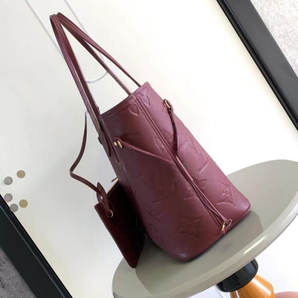 Louis Vuitton Neverfull MM Monogram Empreinte Wine Red 31Cm M25855 - Image 6