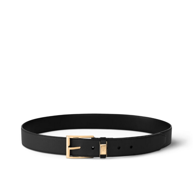 Louis Vuitton LV City Pin Belt Gold Hardware Black 35mm