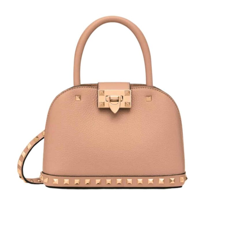 VALENTINO GARAVANI ROCKSTUD HANDBAG IN GRAINY LIGHT PINK 21CM
