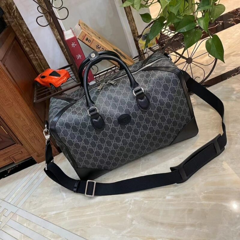 Alternative view of Gucci Black Gg Supreme Canvas Interlocking G Duffle Bag Black 42Cm