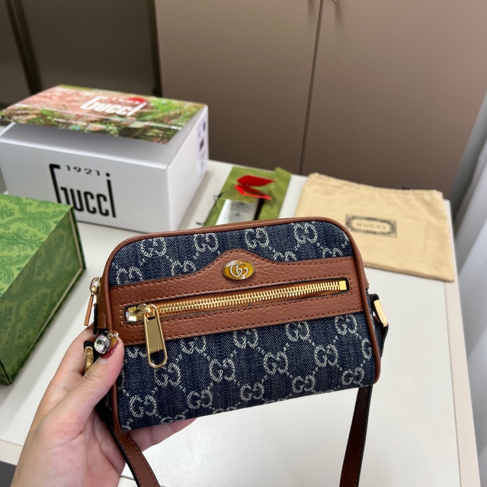 Gucci Ophidia Gg Mini Denim Blue And Brown 17Cm 517350 2Kqgg 8375 - Image 2