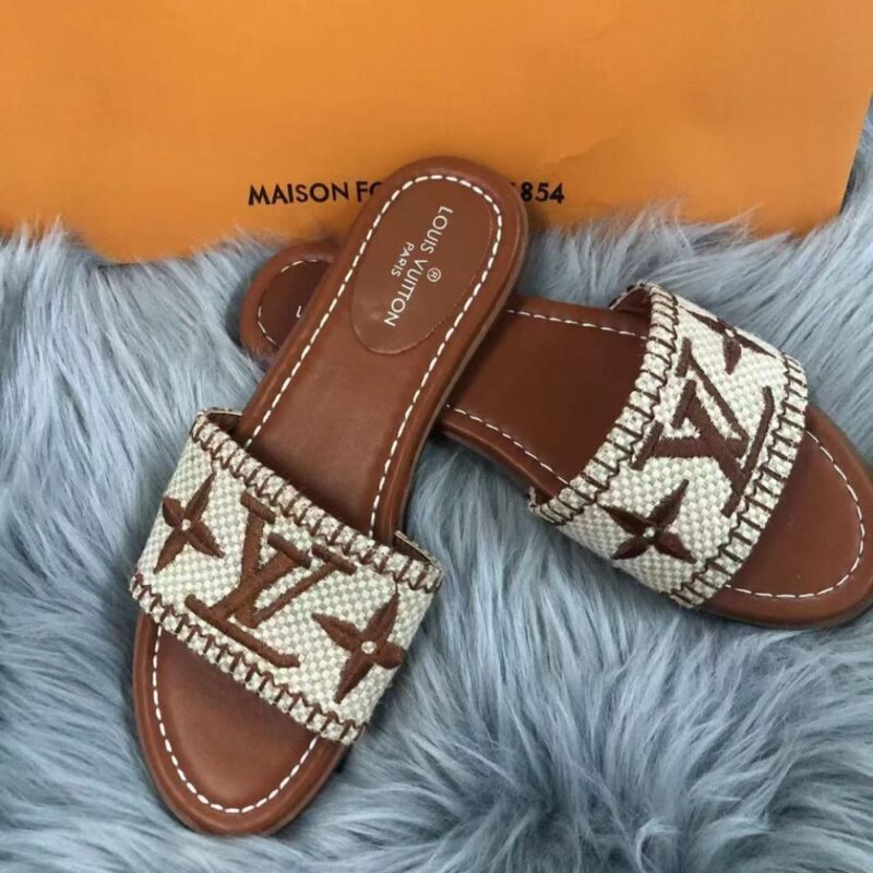 Alternative view of Louis Vuitton Lock It Flat Mule Cognac Brown Leather 1A8Svi