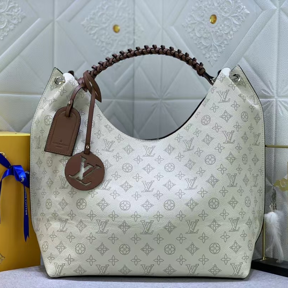 Louis Vuitton Carmel Hobo Mahina Leather White And Brown 40Cm - Image 2