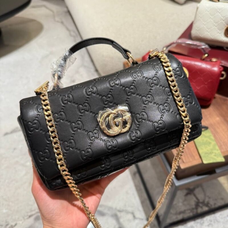 Alternative view of Gucci Gg Milano Mini Top Handle Bag Black Gg Puffy Leather 21Cm 806017 Aad5U 1000