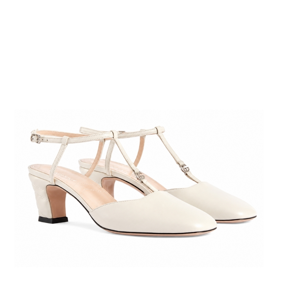 Gucci Women's Petite GG Slingback Pump White 723446 BKO00 9049