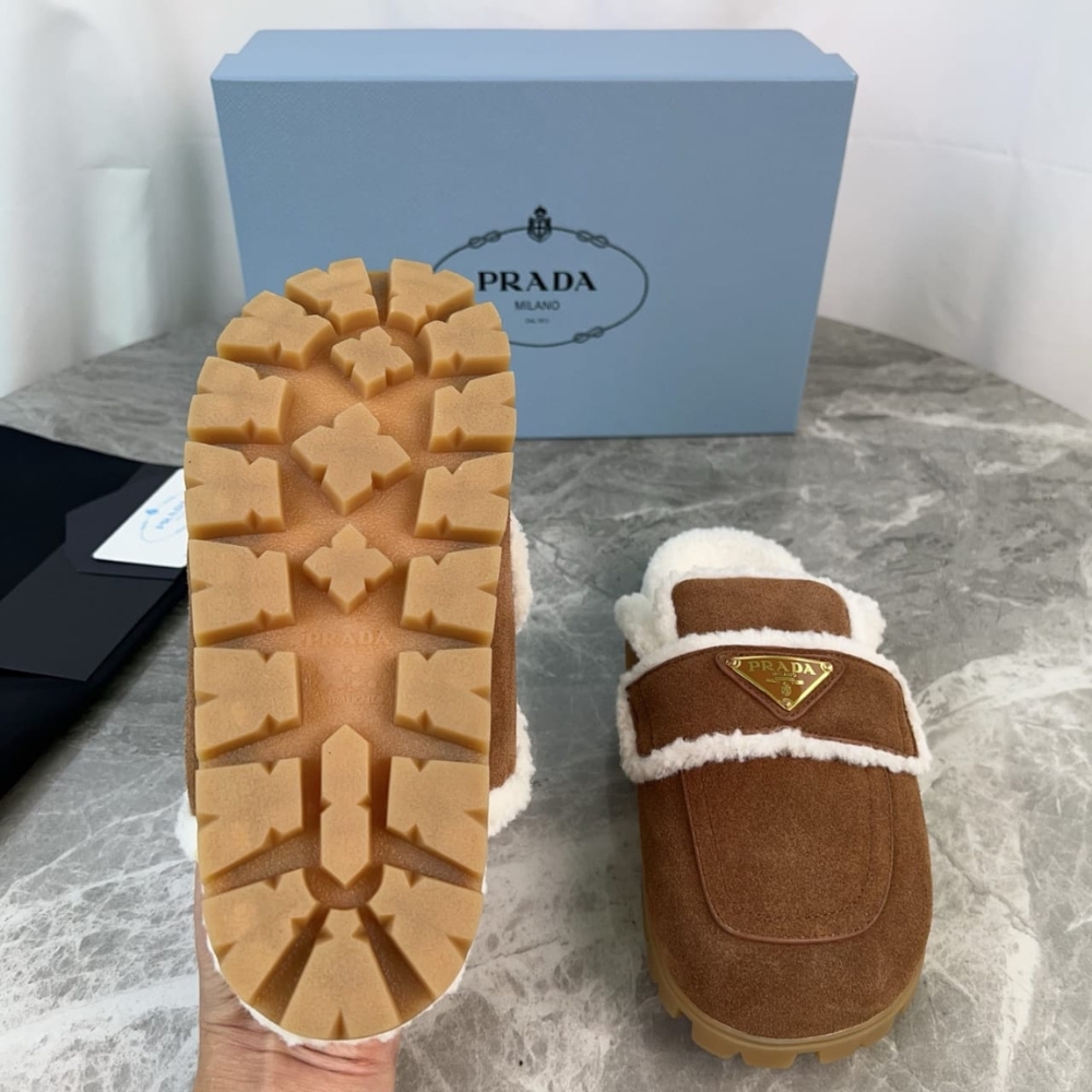 Prada Suede And Shearling Slippers Cinnamon 1S711M X0O F0401 F Zg20 - Image 5