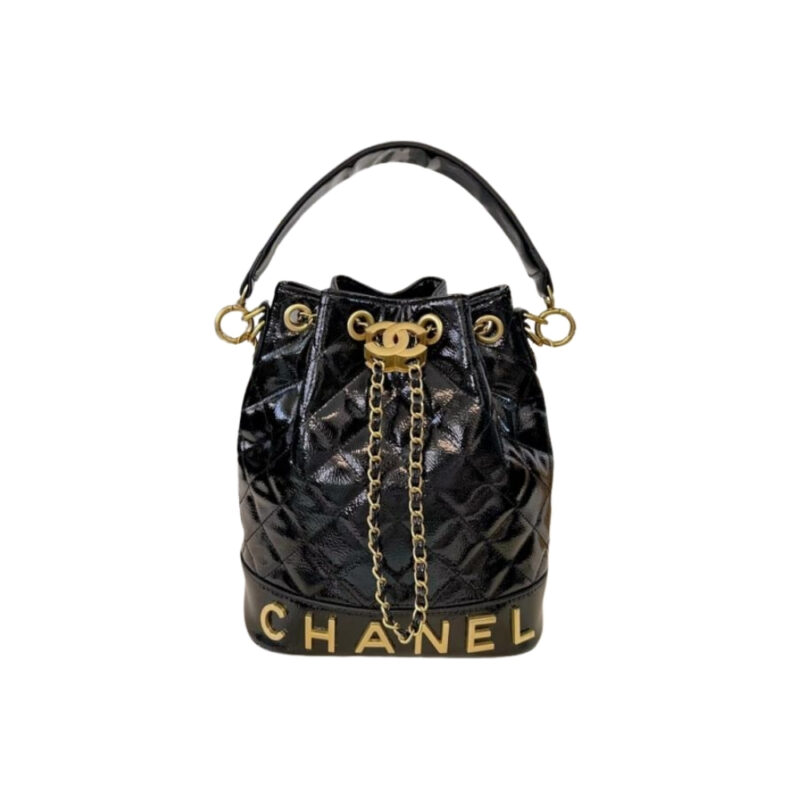 Chanel Small Bucket Bag With Gold CC Logo Black 21cm