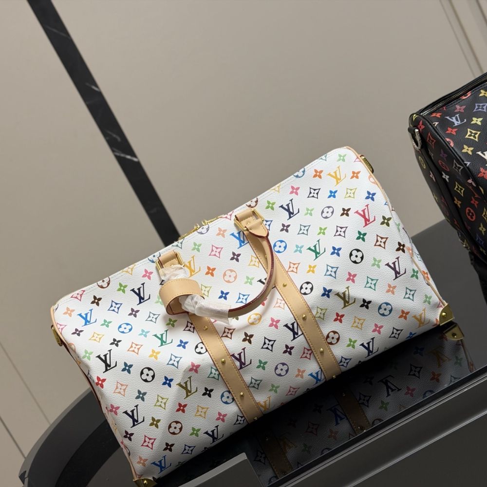 Louis Vuitton X Takashi Murakami Keepall Bandoulière 45 Bag Multicolore Blanc 45Cm M13742 - Image 3