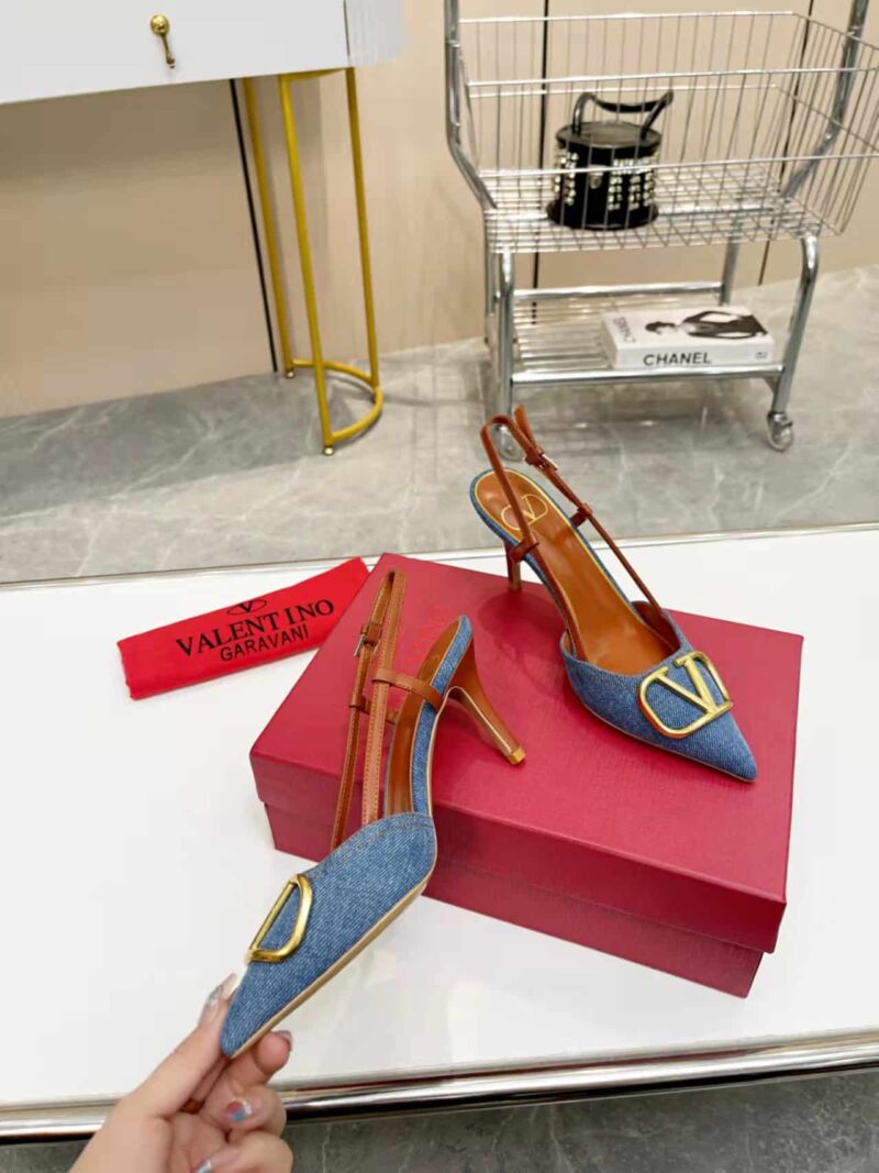 Alternative view of Valentino Garavani Vlogo Denim Slingback Pumps Denim