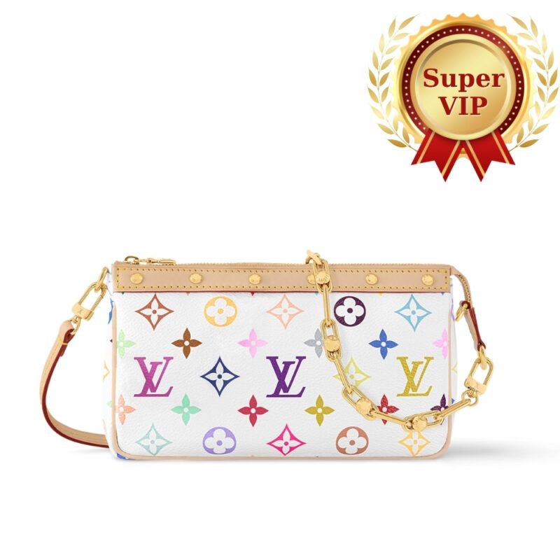 [Super Vip 1:1] Louis Vuitton X Murakami Pochette Accessoires White 22Cm M13404