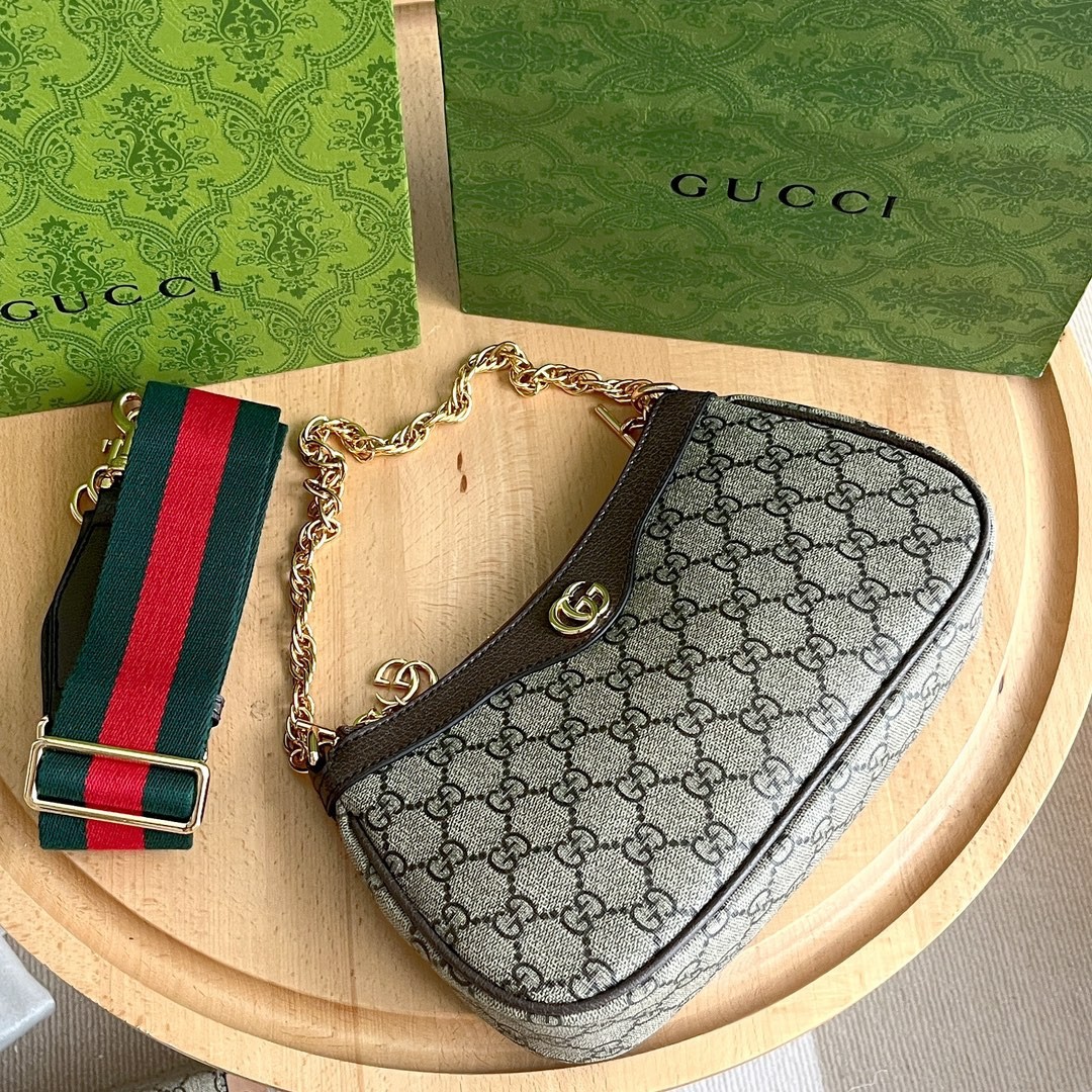 Gucci Ophidia Small Shoulder Bag Beige And Dark Brown 25Cm 735132 FABLE 9442 - Image 4