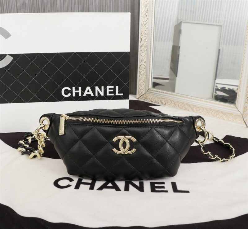 Alternative view of Chanel Waist Bag Gold Tone Metal In Black 23cm