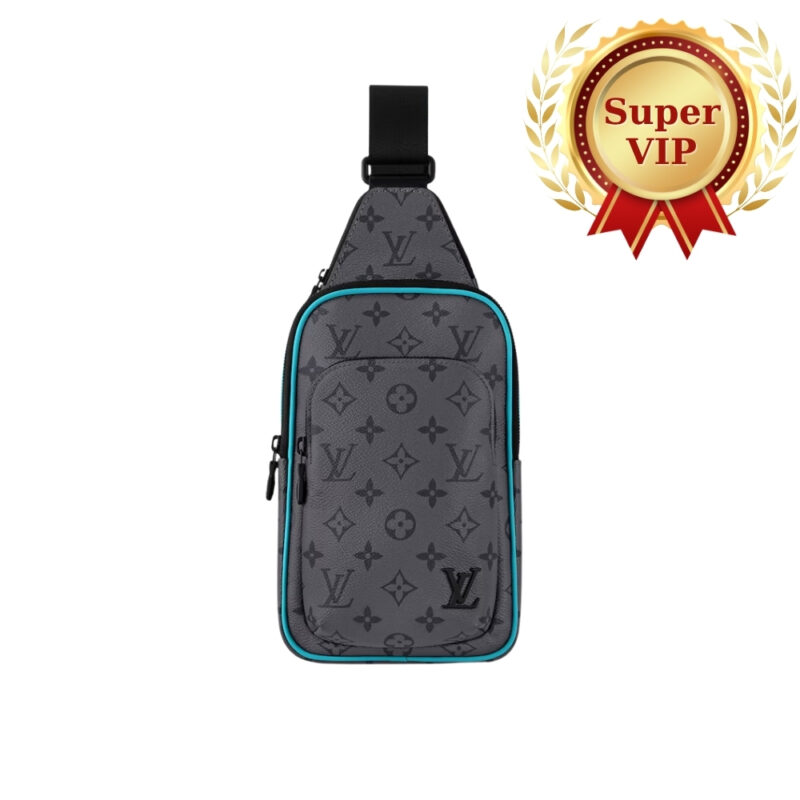 [Super Vip 1:1] Louis Vuitton Avenue Slingbag PM Monogram Eclipse Revers Turquoise 20Cm M11703