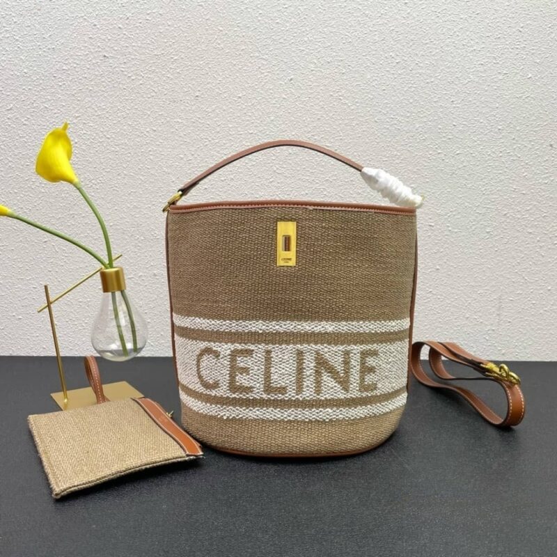 Alternative view of Celine 16 Bucket Bag In Textile With Print And Smooth Beige Tan 25Cm 1955720Jb 02Et