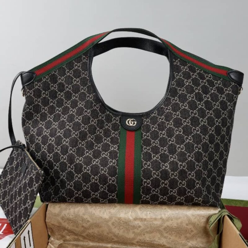 Alternative view of [Super Vip 1:1] Gucci Giglio Large Tote Bag Gg Denim Black And White 60Cm 853971 Fafyu 1155