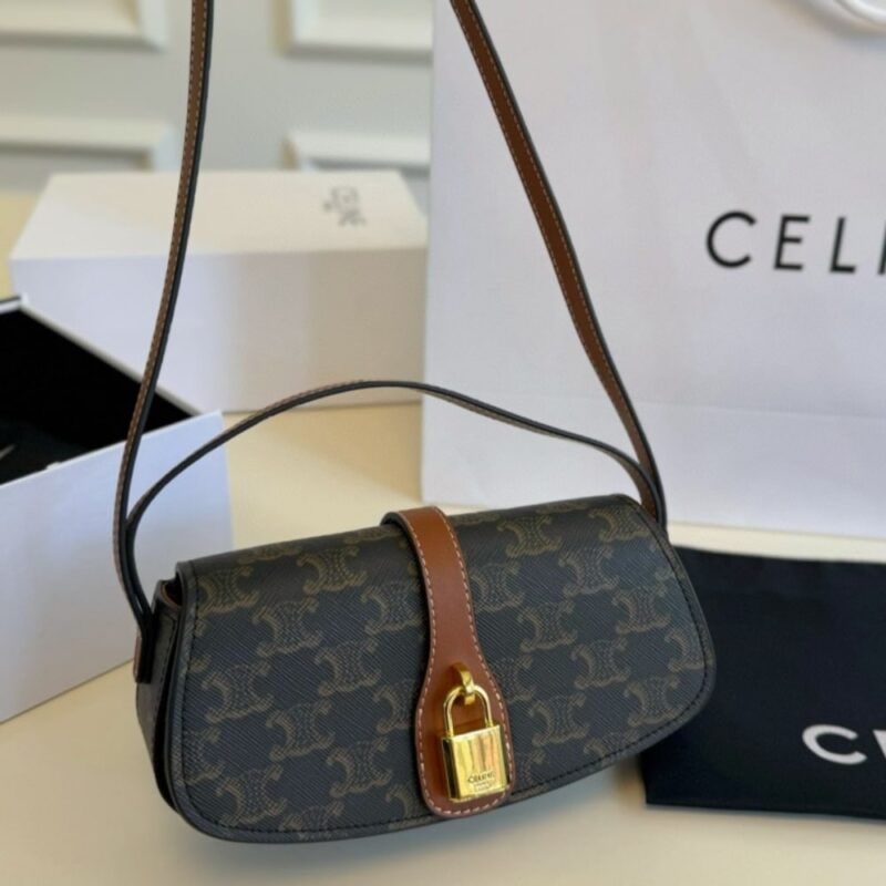 Alternative view of Celine Clutch On Strap Tabou In Triomphe Canvas And Tan 20Cm 10I592Dq2 04Lu