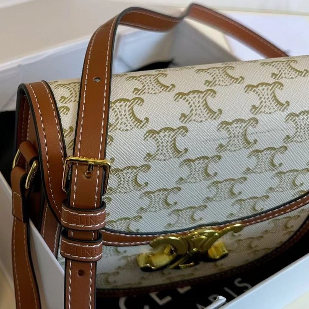 Celine Mini Besace In Triomphe Canvas And White 18Cm 196702Bzj 01Bc - Image 6