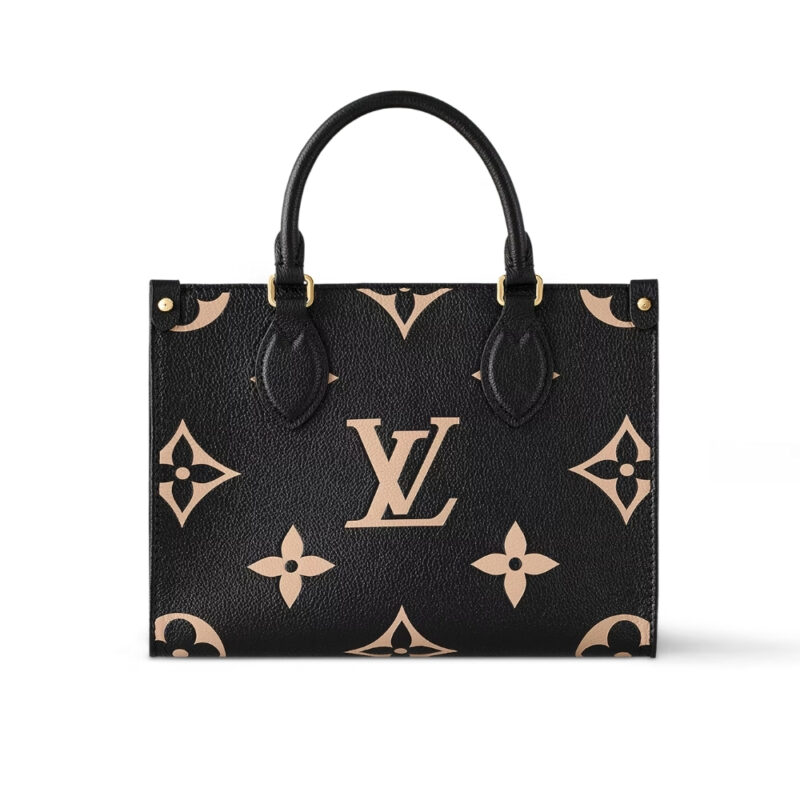 Louis Vuitton Onthego PM Black And Beige 25Cm M45659