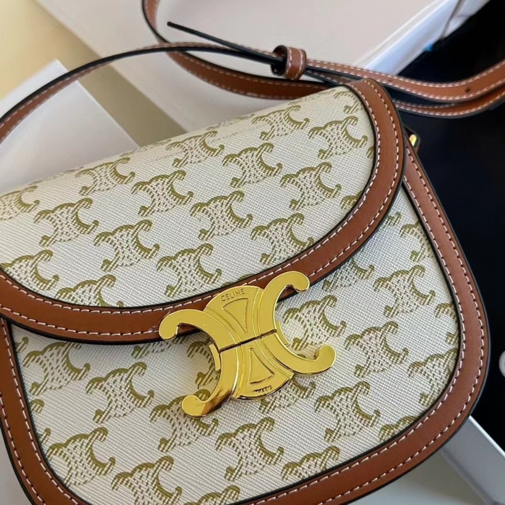 Celine Mini Besace In Triomphe Canvas And White 18Cm 196702Bzj 01Bc - Image 2