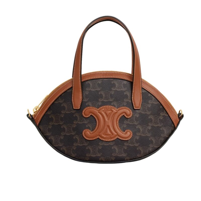 Celine Oal Bag In Triomphe Canvas Tan 24Cm 122262Bzj 04Lu