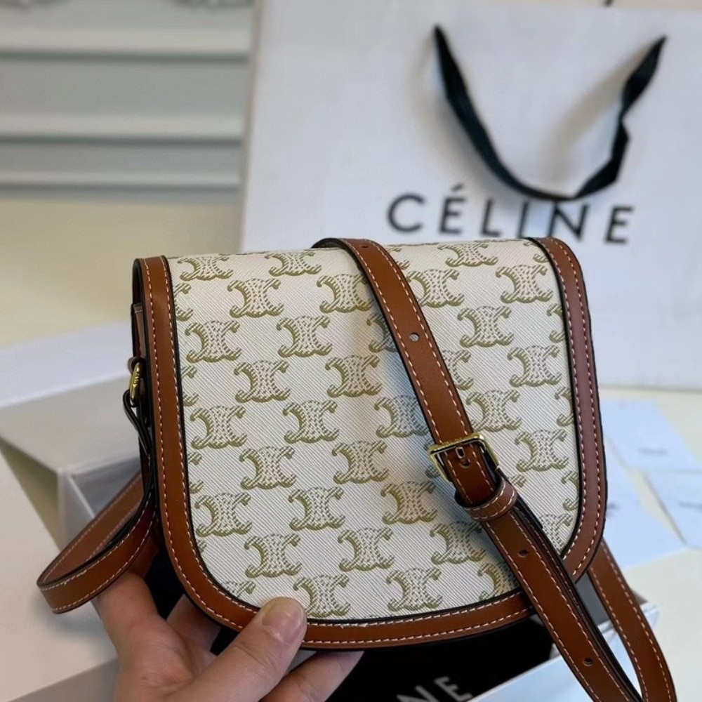 Celine Mini Besace In Triomphe Canvas And White 18Cm 196702Bzj 01Bc - Image 8