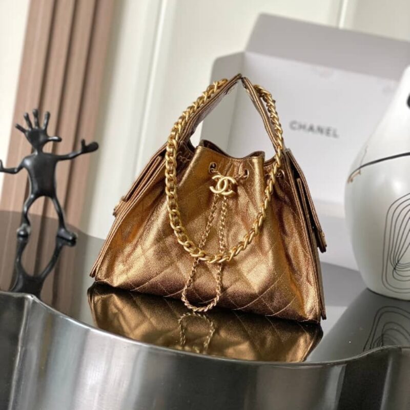 Alternative view of [Super Vip 1:1] Chanel 25 Small Handbag Metallic Grained And Gold Metal Dark Gold 26Cm As5293 B21060 U2158