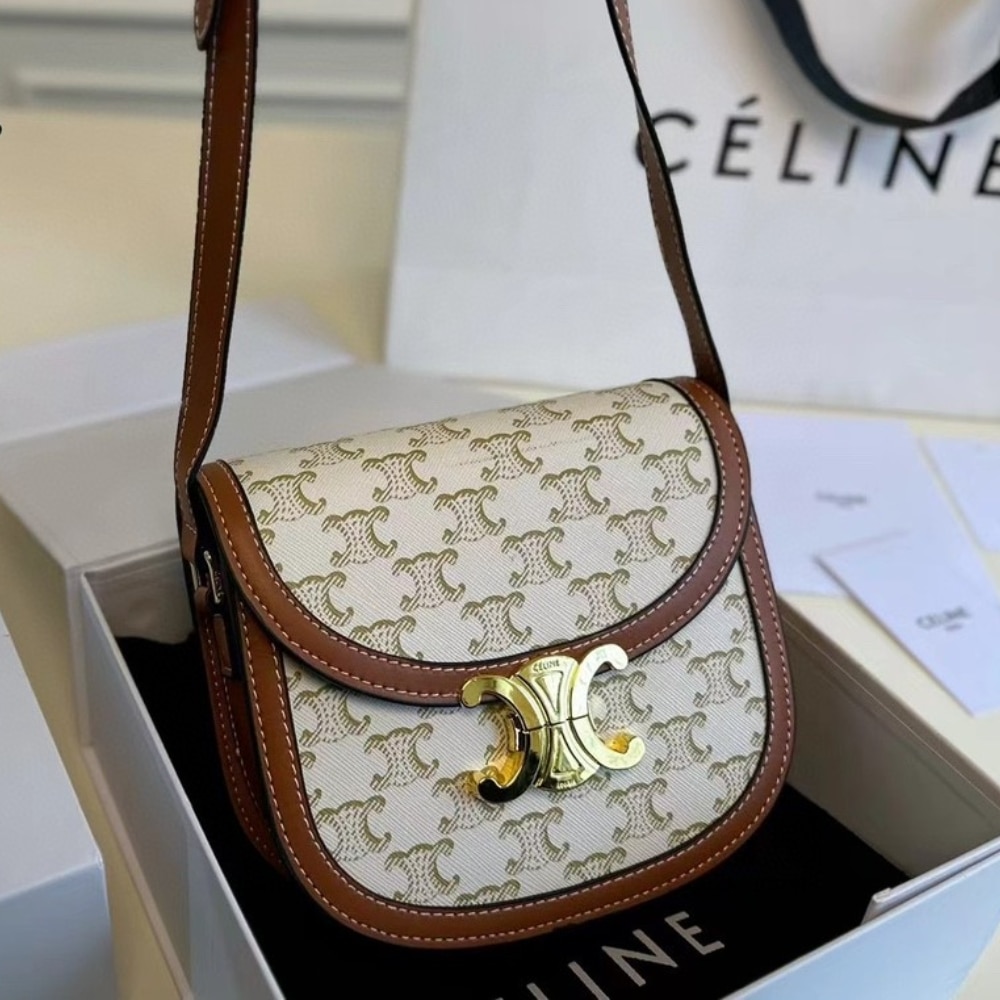 Celine Mini Besace In Triomphe Canvas And White 18Cm 196702Bzj 01Bc - Image 5