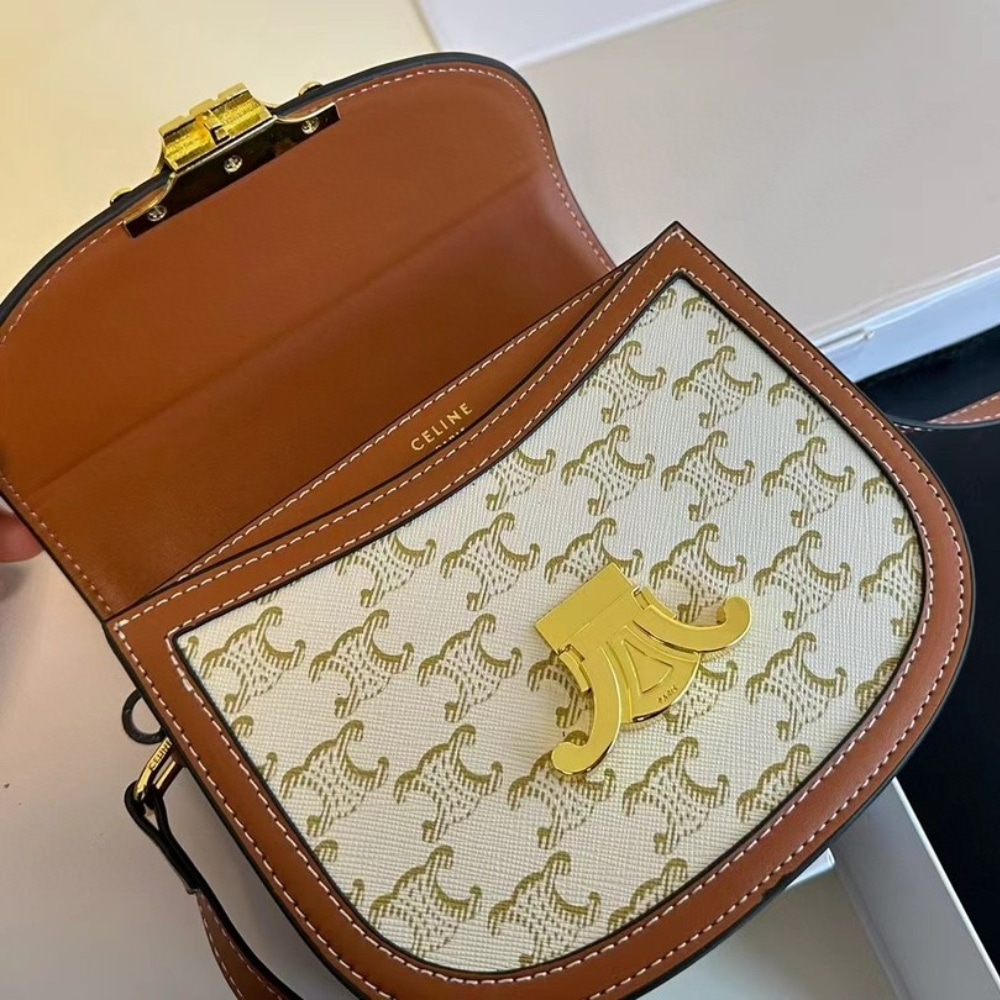 Celine Mini Besace In Triomphe Canvas And White 18Cm 196702Bzj 01Bc - Image 3
